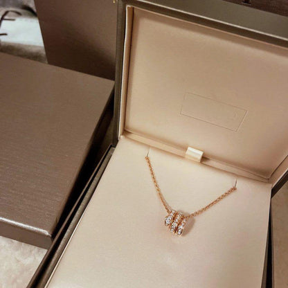 [Glow Muse]SERPENTI PINK GOLD NECKLACE DOUBLE RING DIAMOND