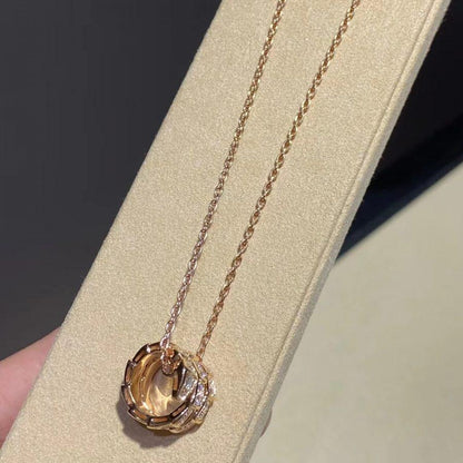 [Glow Muse]SERPENTI PINK GOLD NECKLACE DOUBLE RING DIAMOND