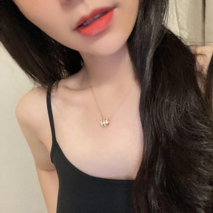 [Glow Muse]SERPENTI PINK GOLD NECKLACE DOUBLE RING DIAMOND