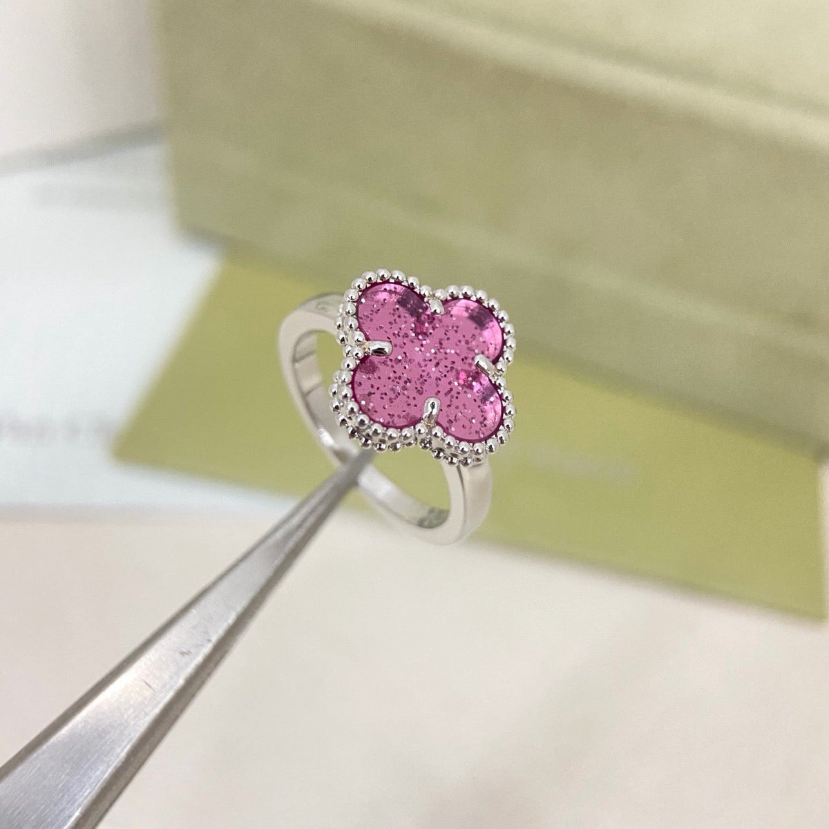 [⭐Glow Muse]NEW ROSE QUARTZ FOUR-LEAF CLOVER RING