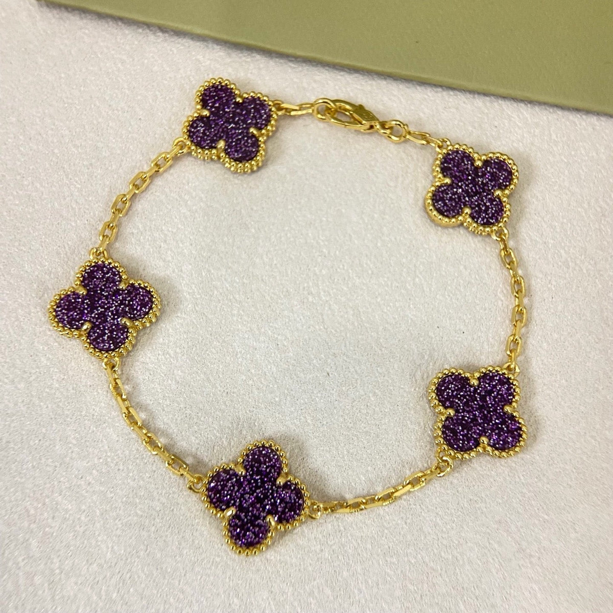 [⭐Glow Muse]NEW PURPLE SAND-GOLD FOUR-LEAF CLOVER 5-FLOWER BRACELET