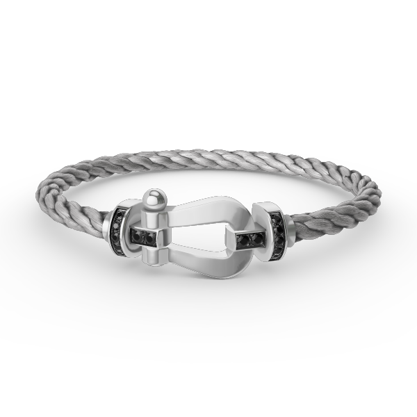 [Glow Muse]FORCE LARGE HORSESHOE BLACK DIAMOND BRACELET SILVER