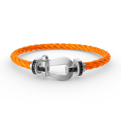 [Glow Muse]FORCE LARGE HORSESHOE BLACK DIAMOND BRACELET SILVER