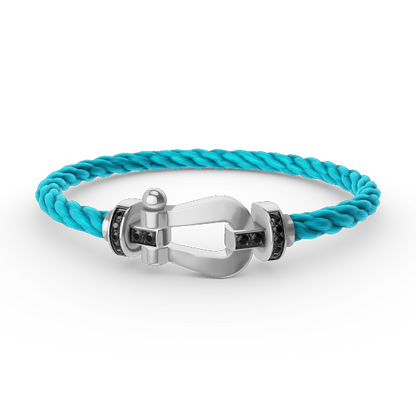[Glow Muse]FORCE LARGE HORSESHOE BLACK DIAMOND BRACELET SILVER