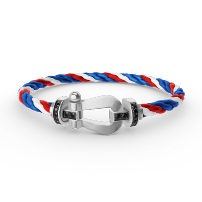 [Glow Muse]FORCE LARGE HORSESHOE BLACK DIAMOND BRACELET SILVER