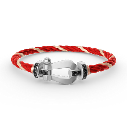 [Glow Muse]FORCE LARGE HORSESHOE BLACK DIAMOND BRACELET SILVER