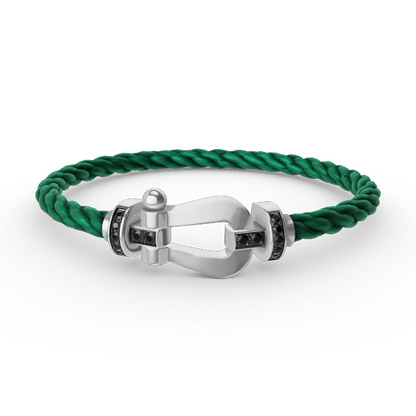 [Glow Muse]FORCE LARGE HORSESHOE BLACK DIAMOND BRACELET SILVER