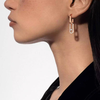 [Glow Muse]Move Link Diamond Earrings