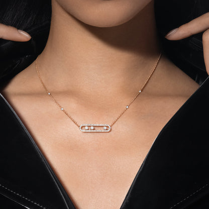 [Glow Muse] Move Pave_ Rose Gold Diamond Necklace