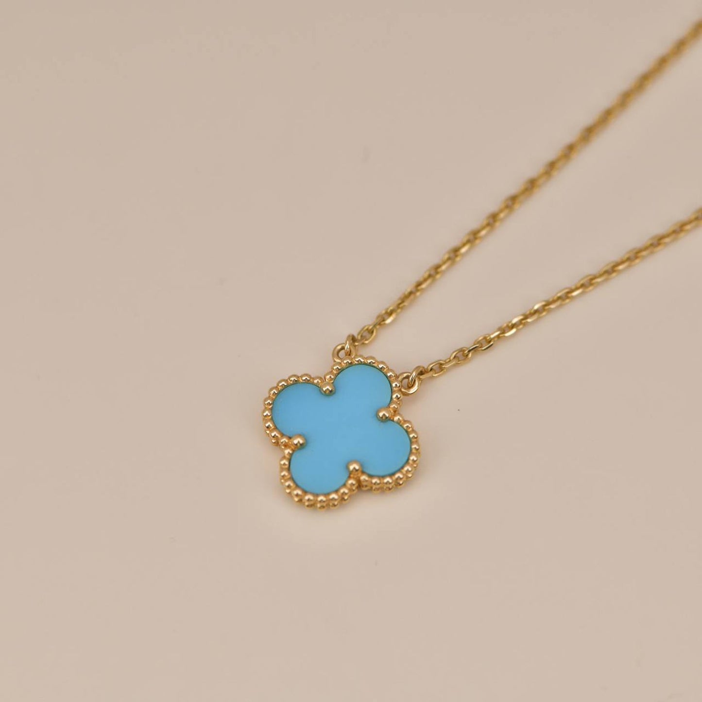 [Glow Muse]CLOVER 15MM VINTAGE TURQUOISE NECKLACE