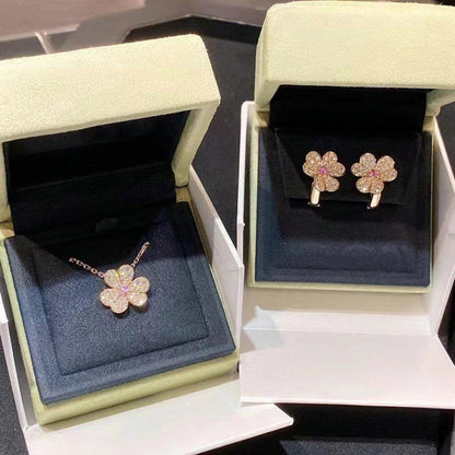 [Glow Muse]FRIVOLE PINK GOLD FLOWER DIAMOND EARRINGS