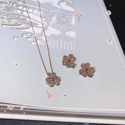 [Glow Muse]FRIVOLE PINK GOLD FLOWER DIAMOND EARRINGS