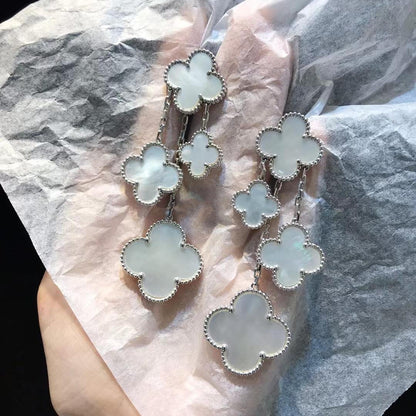 [Glow Muse]CLOVER EARRINGS WHITE MOP 4 MOTIFS SILVER