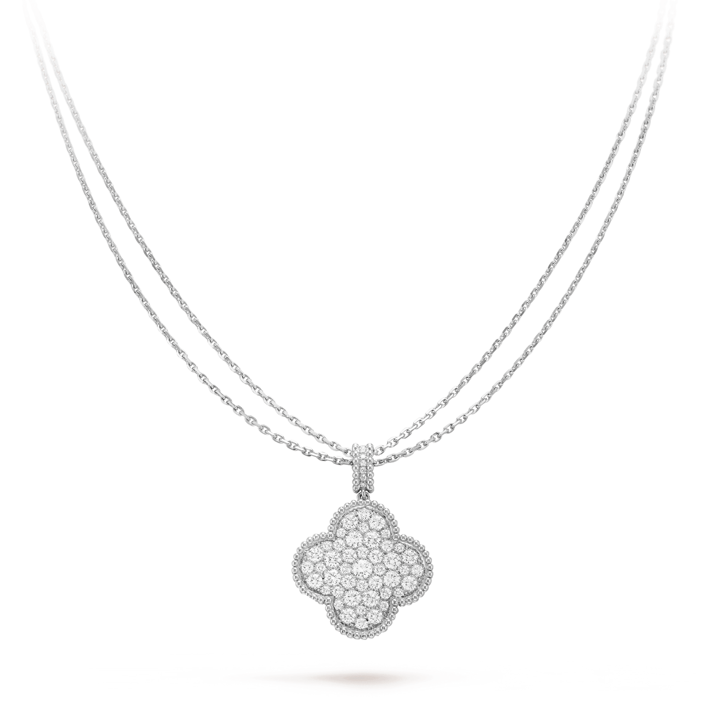 [Glow Muse]CLOVER 25MM SILVER FULL DIAMOND BIG CLOVER NECKLACE