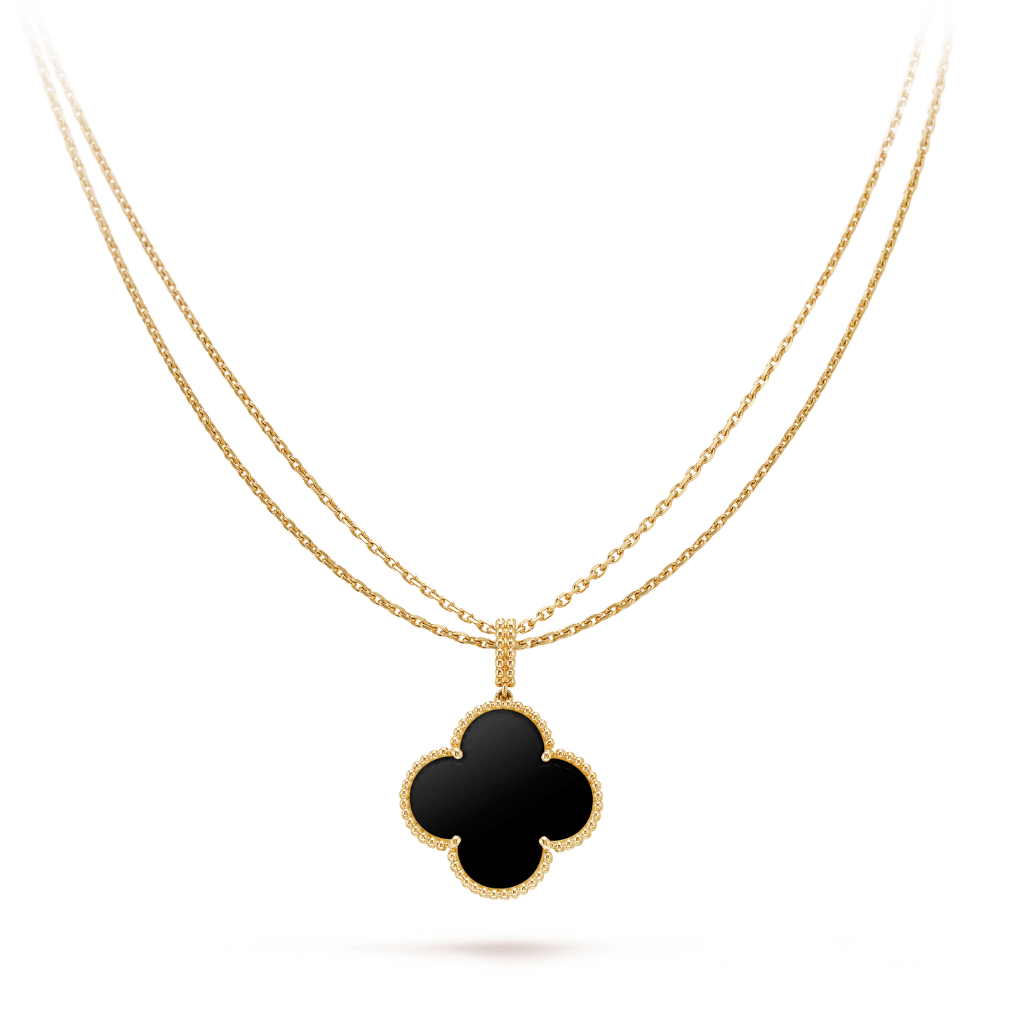 [Glow Muse]CLOVER 25MM GOLD ONYX BIG CLOVER NECKLACE