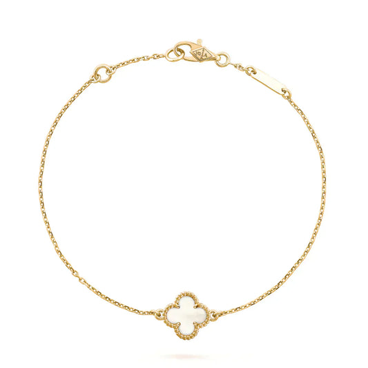[Glow Muse]CLOVER WHITE MOP SINGLE FLOWER BRACELET
