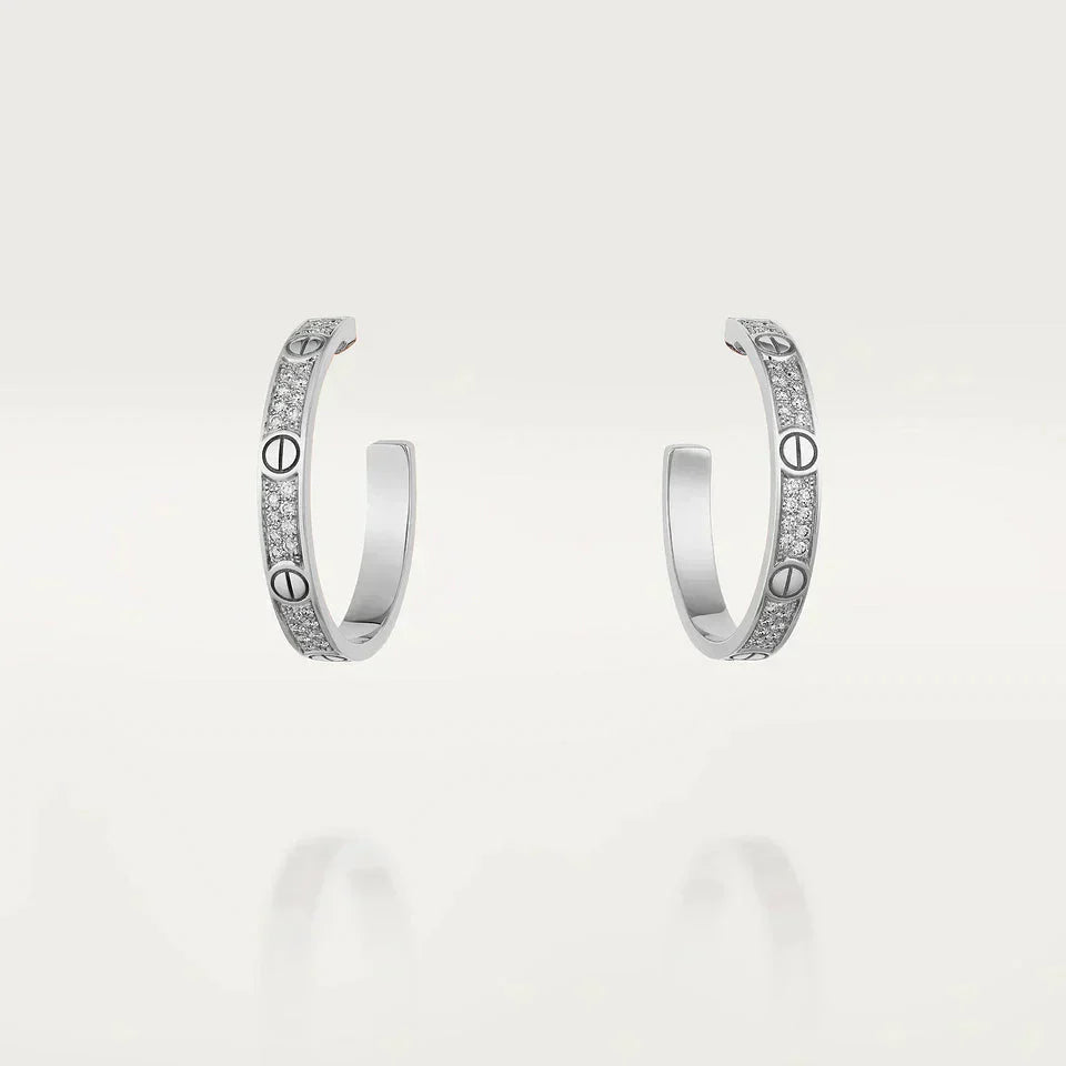 [Glow Muse]LOVE DIAMOND SILVER HOOP EARRINGS