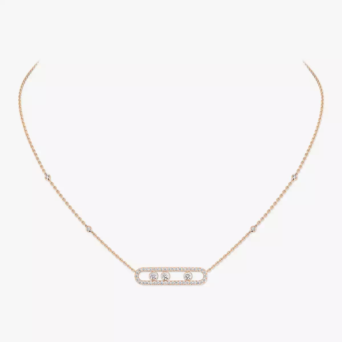 [Glow Muse] Move Pave_ Rose Gold Diamond Necklace