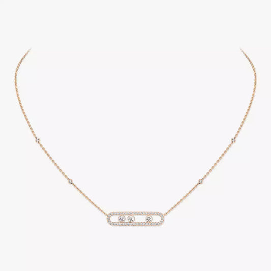 [Glow Muse] Move Pave_ Rose Gold Diamond Necklace