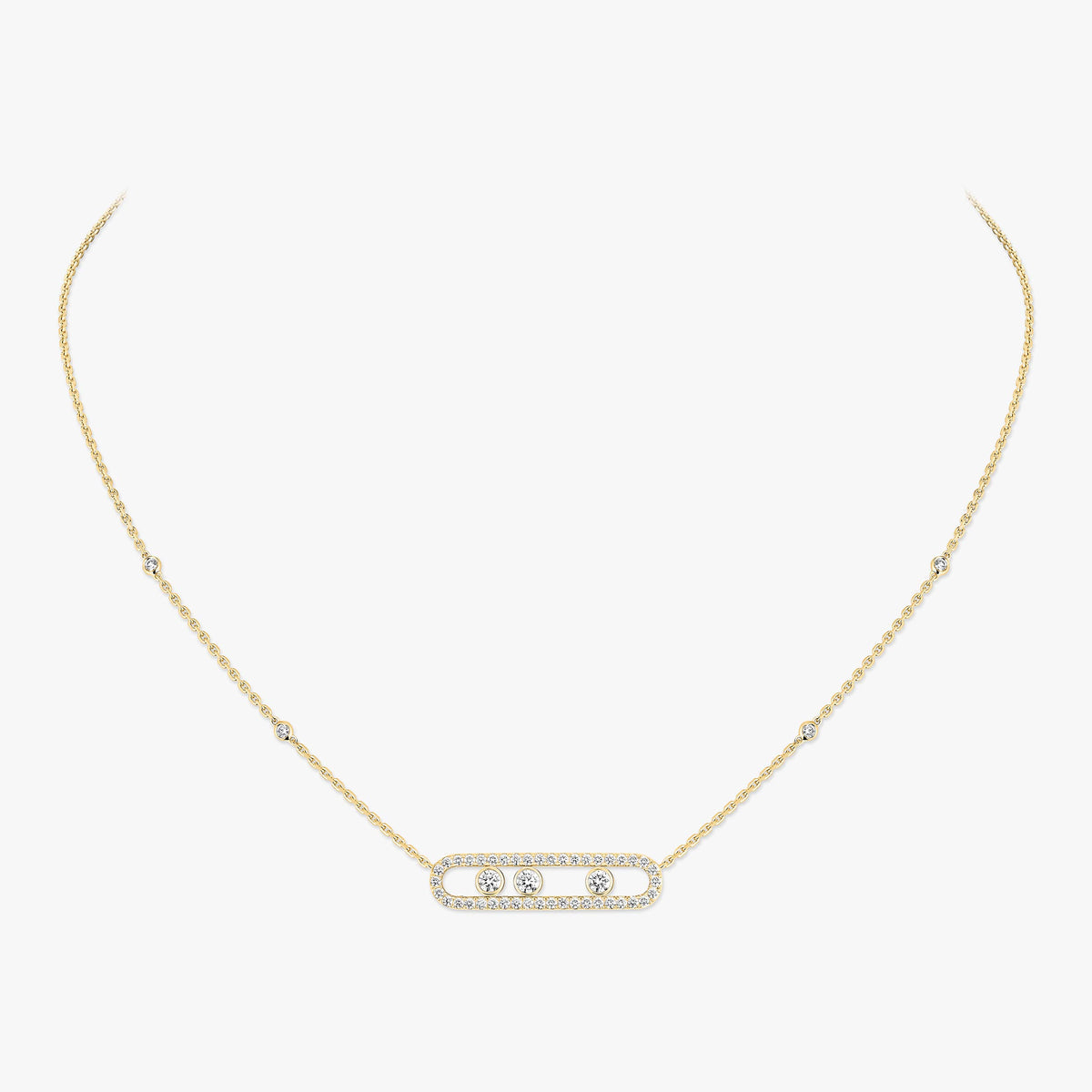[Glow Muse] Move Pave_ Rose Gold Diamond Necklace
