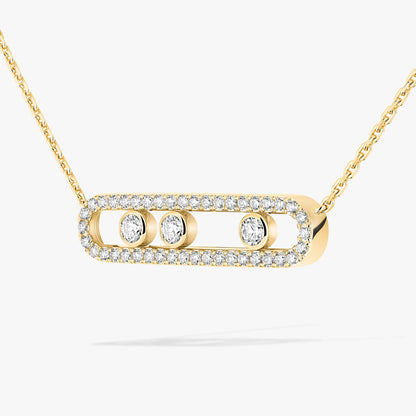 [Glow Muse] Move Pave_ Rose Gold Diamond Necklace